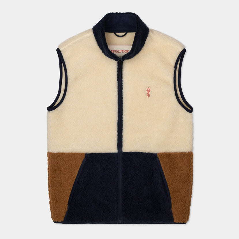 REVOLUTION | 7716 Blocked Fleece Vest | Brown