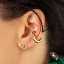 Load image into Gallery viewer, SCREAM PRETTY | Snake Stud Earrings with Green Eyes | Gold Plated