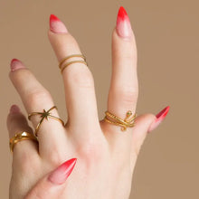 Load image into Gallery viewer, SCREAM PRETTY | Snake Open Ring with Green Eyes