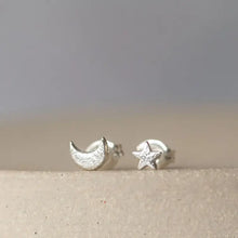 Load image into Gallery viewer, LUCY KEMP | Mini Moon &amp; Star Studs | Sterling Silver - LONDØNWORKS