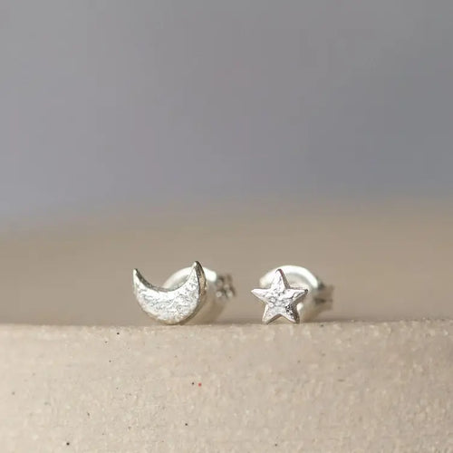 LUCY KEMP | Mini Moon & Star Studs | Sterling Silver - LONDØNWORKS