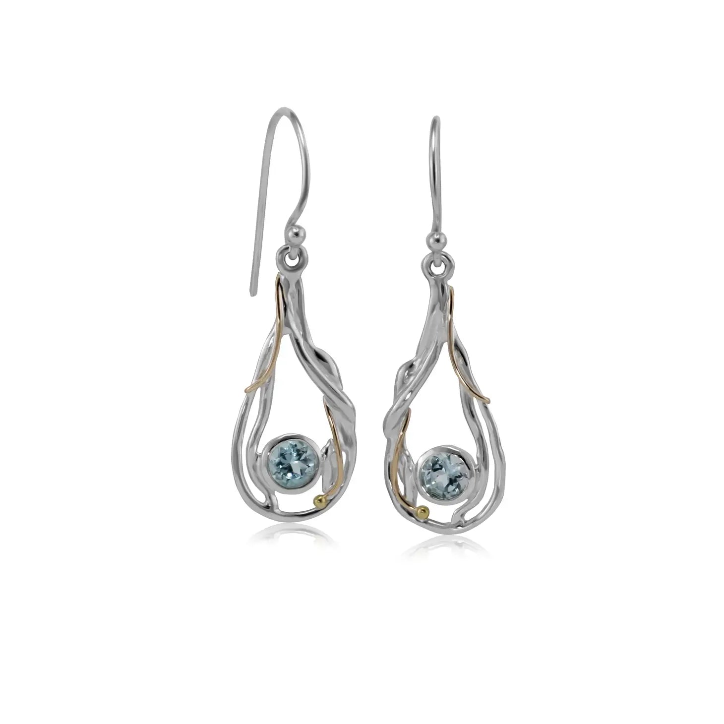 BANYAN JEWELLERY Organic Silver Teardrop Earrings Blue Topaz LONDONWORKS