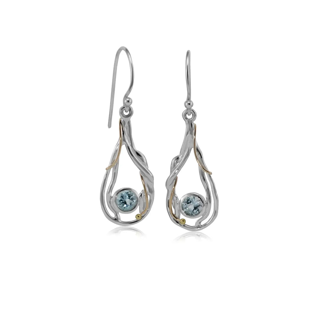 BANYAN JEWELLERY | Organic Silver Teardrop Earrings | Blue Topaz - LONDØNWORKS