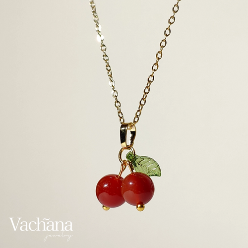 VACHANA | Red Gemstone Cherry Necklace | Gold Plated - LONDØNWORKS
