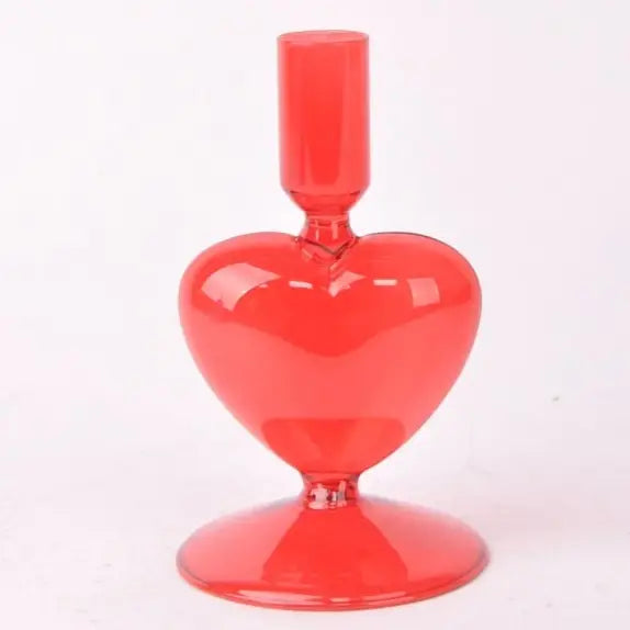 M & R | Heart Glass Candle Holder | Red - LONDØNWORKS