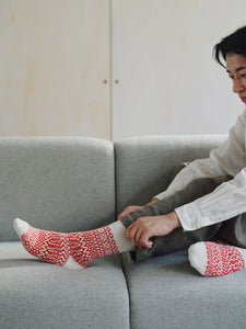 NISHIGUCHI KUTSUSHITA | Oslo Wool Jaquard Socks | Red Sox