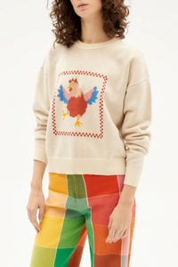 THINKING MU | Gallina Paloma Knitted Sweater | Ecru - LONDØNWORKS
