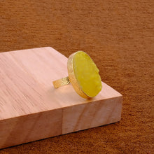 Load image into Gallery viewer, EL JOYERO | Yellow Druzy Oval Gemstone Ring | Gold