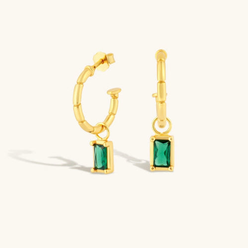 FORMATION | Emerald Open Hoop Earrings | Gold Plated