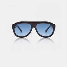 Load image into Gallery viewer, Sunglasses with blue lenses on a light gray background