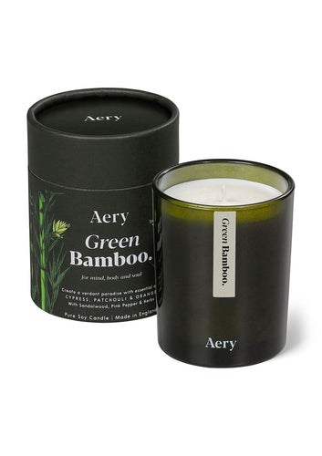 AERY | Green Bamboo Scented Candle - Cypress Patchouli and Orange