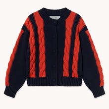 Load image into Gallery viewer, THE TINY BIG SISTER | Cable Round Neck Cardigan | Navy