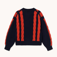 Load image into Gallery viewer, THE TINY BIG SISTER | Cable Round Neck Cardigan | Navy