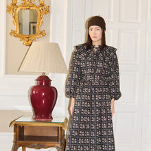 Load image into Gallery viewer, THE TINY BIG SISTER | Dots Flowers Puff Sleeves Blouse | Navy