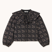 Load image into Gallery viewer, THE TINY BIG SISTER | Dots Flowers Puff Sleeves Blouse | Navy