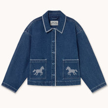 Load image into Gallery viewer, THE TINY BIG SISTER | Embroidered Horses Denim Jacket | Medium Wash