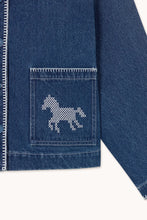Load image into Gallery viewer, THE TINY BIG SISTER | Embroidered Horses Denim Jacket | Medium Wash