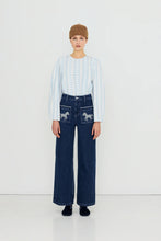Load image into Gallery viewer, THE TINY BIG SISTER | Embroidered Horse Jeans | Medium Wash