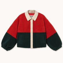 Load image into Gallery viewer, THE TINY BIG SISTER | Fleece Jacket With Classic Collar | Dark Red &amp; ink Blue