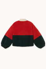 Load image into Gallery viewer, THE TINY BIG SISTER | Fleece Jacket With Classic Collar | Dark Red &amp; ink Blue