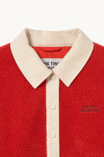 Load image into Gallery viewer, THE TINY BIG SISTER | Fleece Jacket With Classic Collar | Dark Red &amp; ink Blue