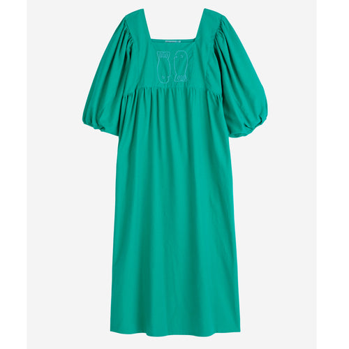 BOBO CHOSES | Couple Fish Embroidery Puff Sleeve Dress | Green