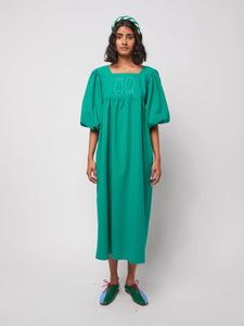 BOBO CHOSES | Couple Fish Embroidery Puff Sleeve Dress | Green - LONDØNWORKS