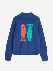 BOBO CHOSES | Couple Fish Cardigan | Navy Blue