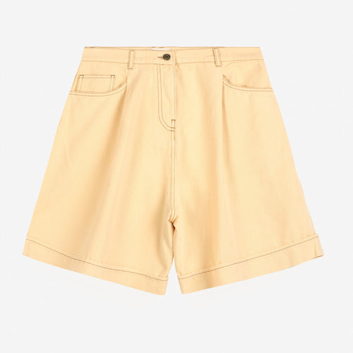 BOBO CHOSES | Pleated Twill Bermuda Shorts | Light Yellow/Beige