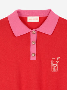 BOBO CHOSES | Colour Block Faraway Castle Polo Jumper | Red