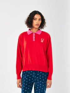 BOBO CHOSES | Colour Block Faraway Castle Polo Jumper | Red