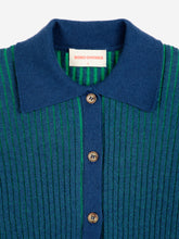 Load image into Gallery viewer, BOBO CHOSES | Bicolour Ribbed Knitted Collar Cardigan | Blue &amp; Green