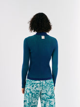 Load image into Gallery viewer, BOBO CHOSES | Bicolour Ribbed Knitted Collar Cardigan | Blue &amp; Green