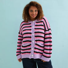 Load image into Gallery viewer, CARA &amp; THE SKY | Bernice Stripe Cross Stitch Cardigan | Lilac