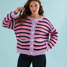 Load image into Gallery viewer, CARA &amp; THE SKY | Bernice Stripe Cross Stitch Cardigan | Lilac