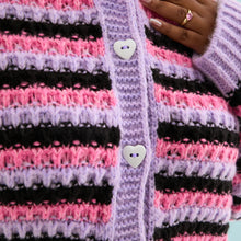 Load image into Gallery viewer, CARA &amp; THE SKY | Bernice Stripe Cross Stitch Cardigan | Lilac