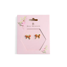 Load image into Gallery viewer, BILL SKINNER | Red Bow Stud Earrings | Gold - LONDØNWORKS