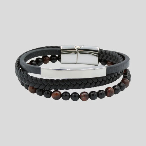 GLEN OGAL GROUP | Multi Layer Leather and Bead Bracelet | Black