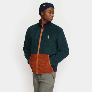 REVOLUTION | 7715 Blocked Teddy Jacket | Dark Green