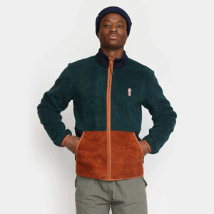 REVOLUTION | 7715 Blocked Teddy Jacket | Dark Green