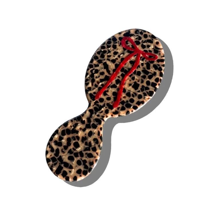 SOLAR ECLIPSE | Hand-painted Compact Leopard Bow 2-1 Perfect Daily Brush