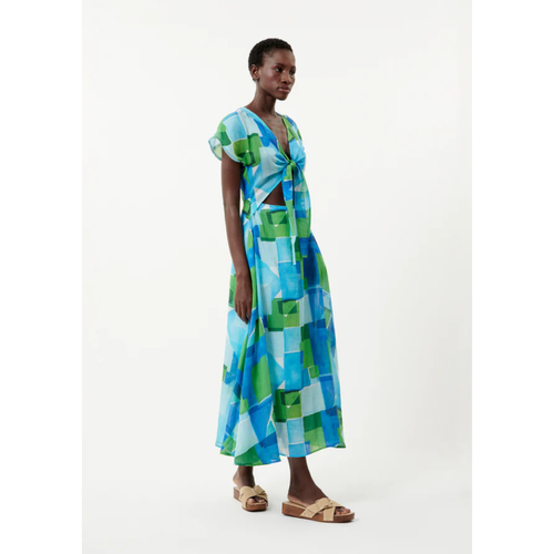 FRNCH | Coraly Dress | Geo Blue - LONDØNWORKS