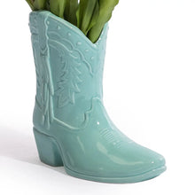 Load image into Gallery viewer, M &amp; R | Cowboy Boot Ceramic Vase | Bright Blue