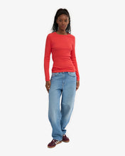 Load image into Gallery viewer, COLORFUL STANDARD | Women Organic Rib Long Sleeve T Shirt | Red Tangerine