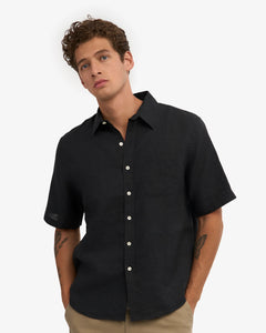 COLORFUL STANDARD | Linen SS Shirt | Deep Black - LONDØNWORKS