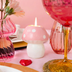 TALKING TABLES | Large Midnight Forest Toadstool Candle | Pink