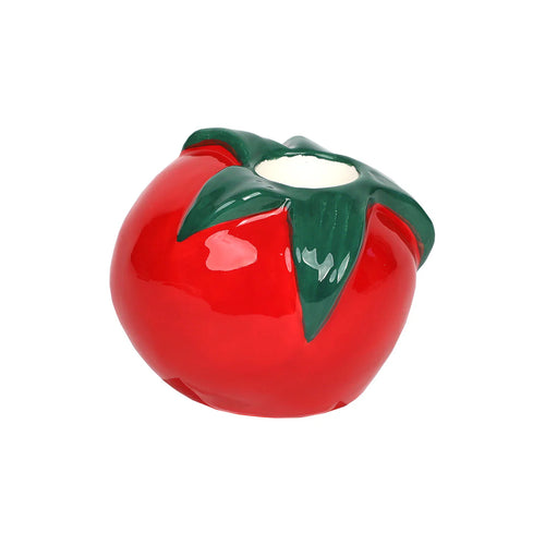 TALKING TABLES | Ceramic Tomato Candle Holder | Red