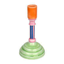 Load image into Gallery viewer, TALKING TABLES | Enamel Candle Holder Stripes | Multi Orange Green