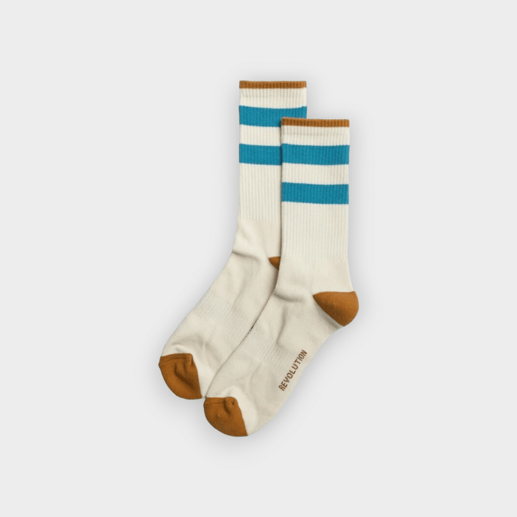 REVOLUTION | 8907 Jaquard Crew Socks | White - LONDØNWORKS