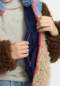 SELFHOOD | 77319 Chunky Block Teddy Jacket | Blue